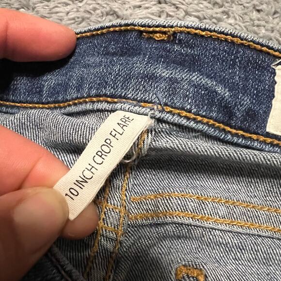 Rag & Bone Jeans Womens 25 10” Cropped Flare Raw Hem Blue Denim Pants - Picture 7 of 12